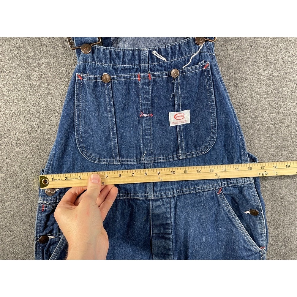 Vintage COWDEN Blue Cotton Denim Bib Overalls Distressed 32x29 Mens - Picture 12 of 16